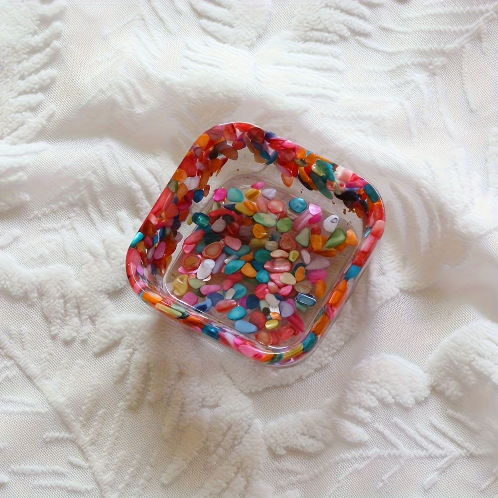 Random Color Resin Crystal Broken Stone Square Bowl